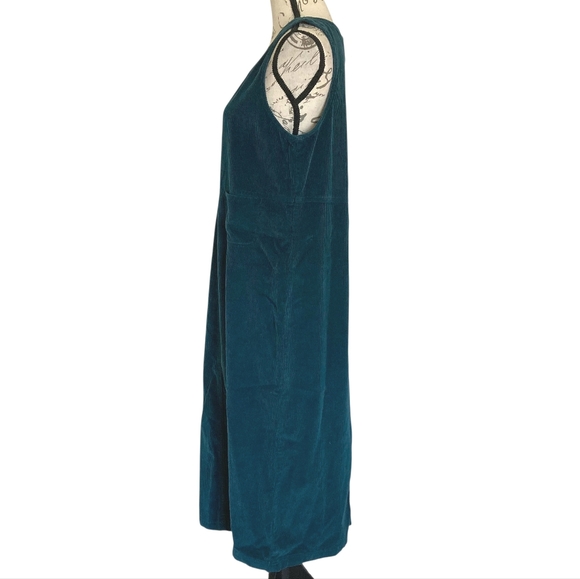 Vtg LL Bean Corduroy Jumper Blue dress Size 8 petite overall Cottage 90s Modest - Picture 8 of 11